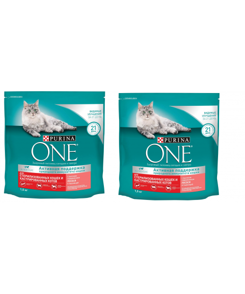 Purina One Лосось/Пшеница для стерилизованных кошек 1,5кг