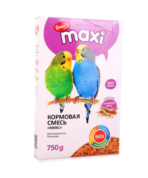 Ешка для волнистых попугаев 750 гр с витаминами МАКСИ