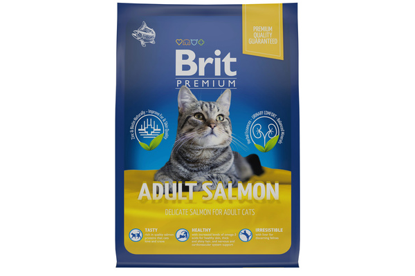Brit сухой корм премиум класса с лососем для взрослых кошек 400г