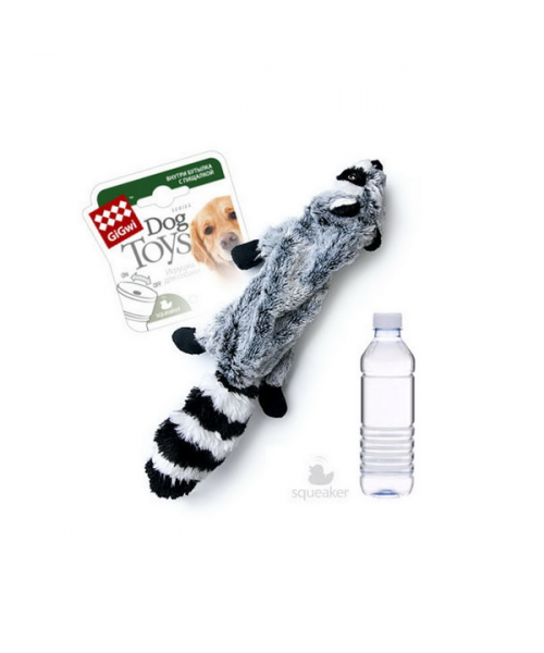 GiGwi Шкурка енота с бутылкой пищалкой/ткань,пластик