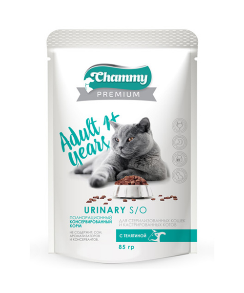 Chammy Premium влаж.д/кошек стерил. и кастр. 85гтелятина
