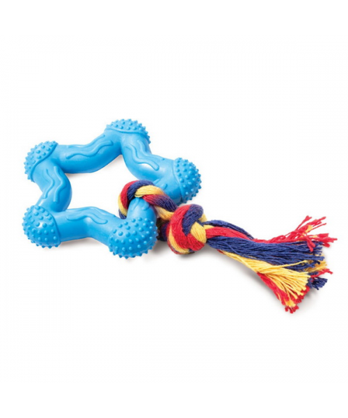 Игрушка цвет. литая резина д/собак ^Звездочка с веревкой^ d75/180cм (BW0661)