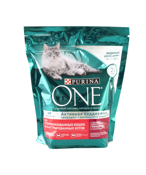 Purina One Говядина/Пшеница для стерилизованных кошек 750г
