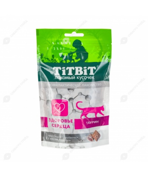 Titbit  хрус. подуш.  для кошек  с мясом индейки д\здоровья сердца 60г