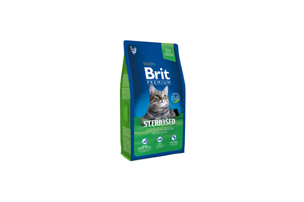 Корм Brit Premium Cat для стерилизованных кошек, с курицей и куриной печенью 400г