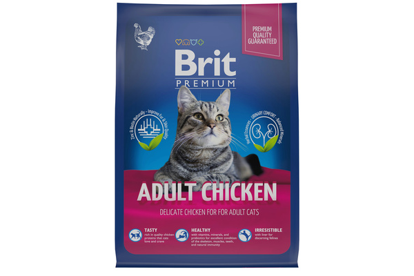 Brit сухой корм премиум класса с курицей для взрослых кошек 400г
