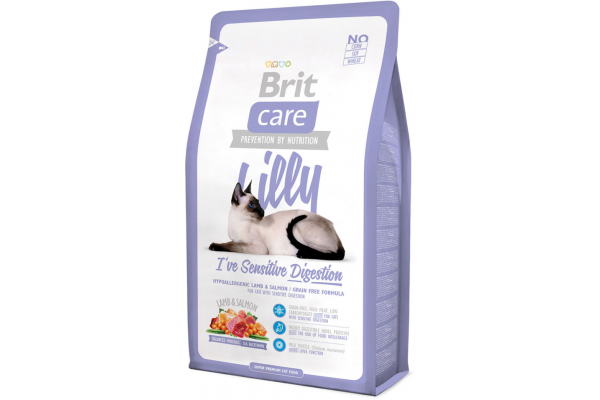  Сухой корм для кошек Brit care с чувствительным желудком с ягненком и лососем 2кг