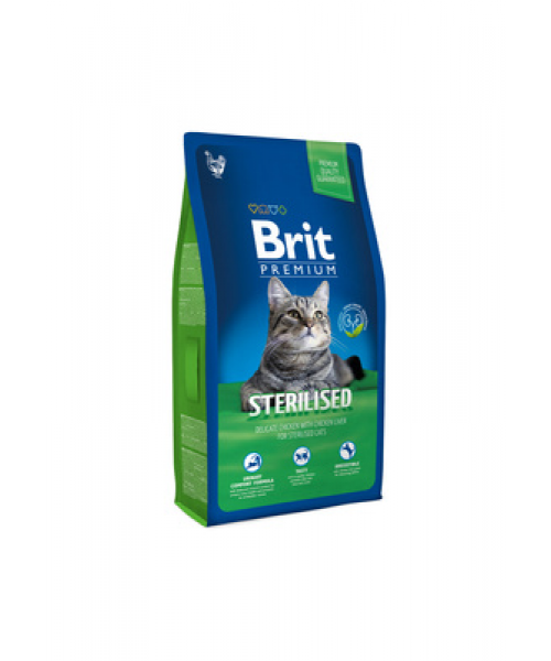 Корм Brit Premium Cat для стерилизованных кошек, с курицей и куриной печенью 400г